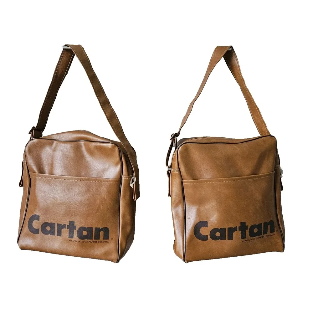 Set of 2 Vtg Bearse Chicago Flight Bags Cartan Avco Tours 70s Retro Luggage Prop